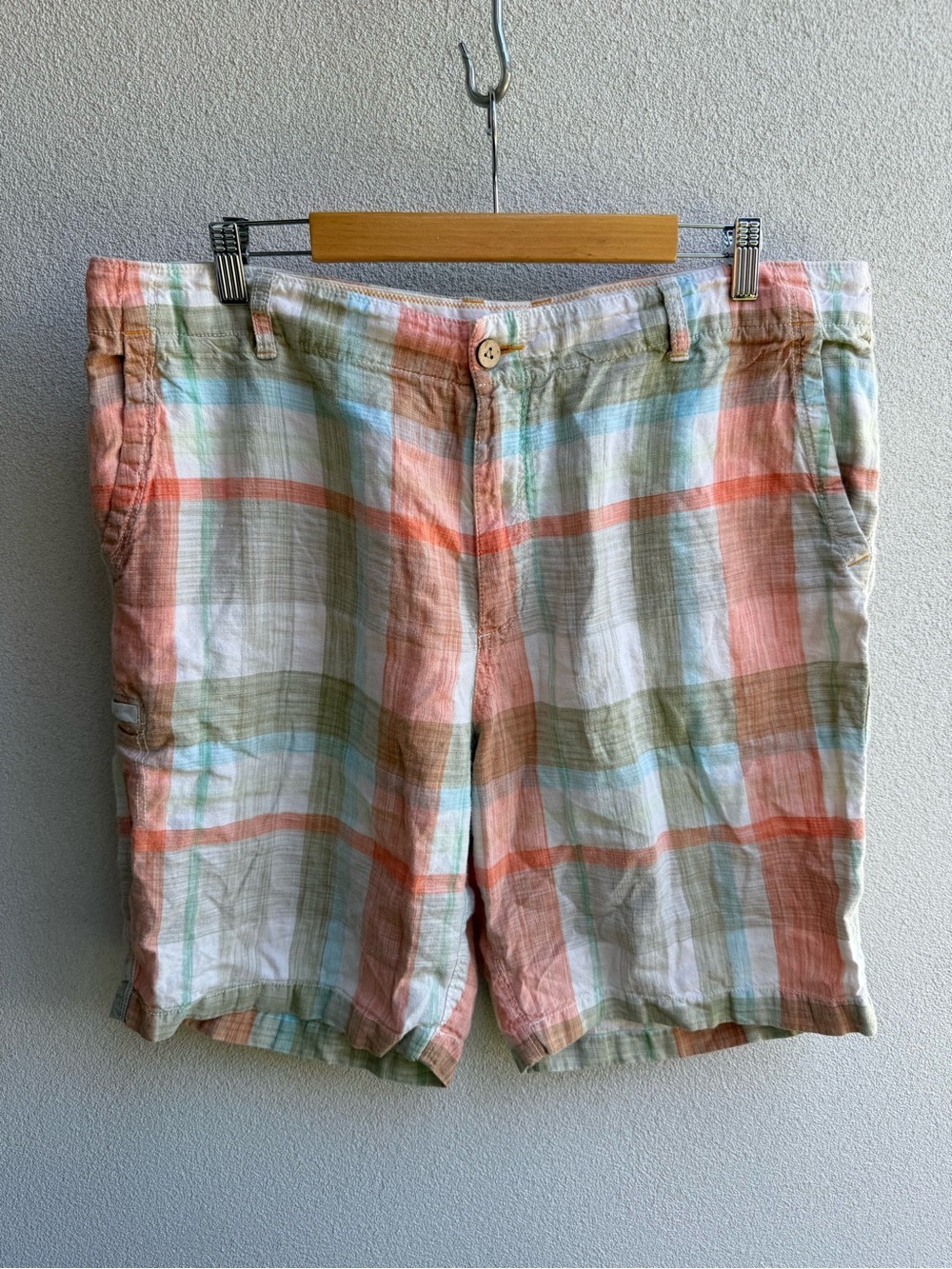 Tommy Bahama Mens Shorts 38 Linen Plaid Relax